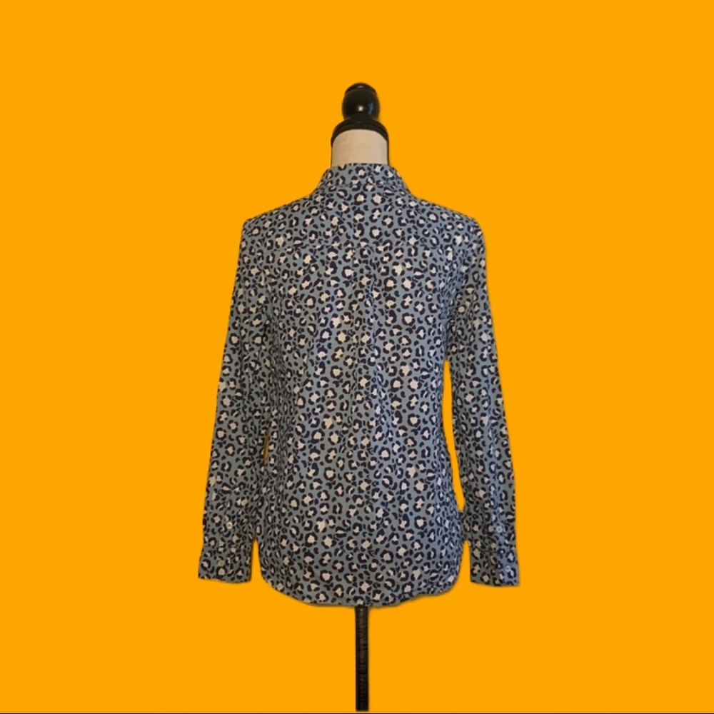 Boden (Anthro) Abstract Leopard Print Button-Down… - image 2